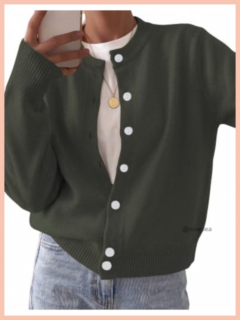Wool Blend Chunky Knit Cardigan Crewneck Button Down Fall Sweater